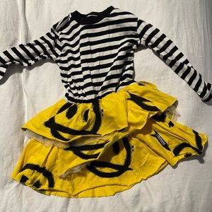 Nununu kids dress black white yellow smiley face